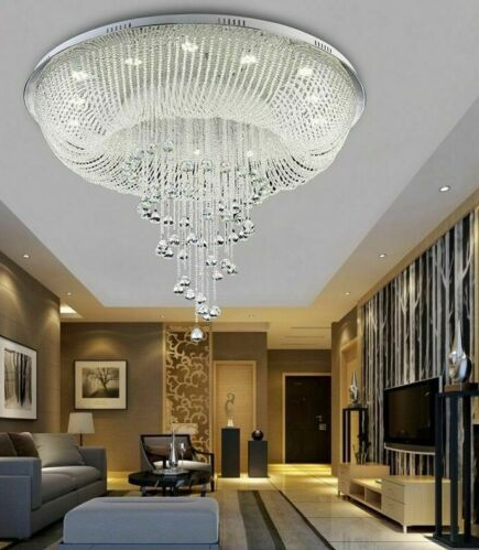 Crystal Chandelier Ceiling Living Room Lobby Lamp Luxury Lighting Fixture Remote