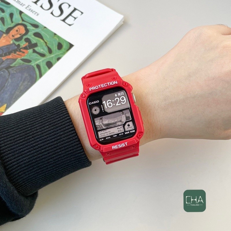 RUzgGED สาย+case strap Watch 8 7 Se 6 5 4 3mm. 44mm 45mm.38mm.42mm สายนาฬิกา smartwatch สาย iWatch