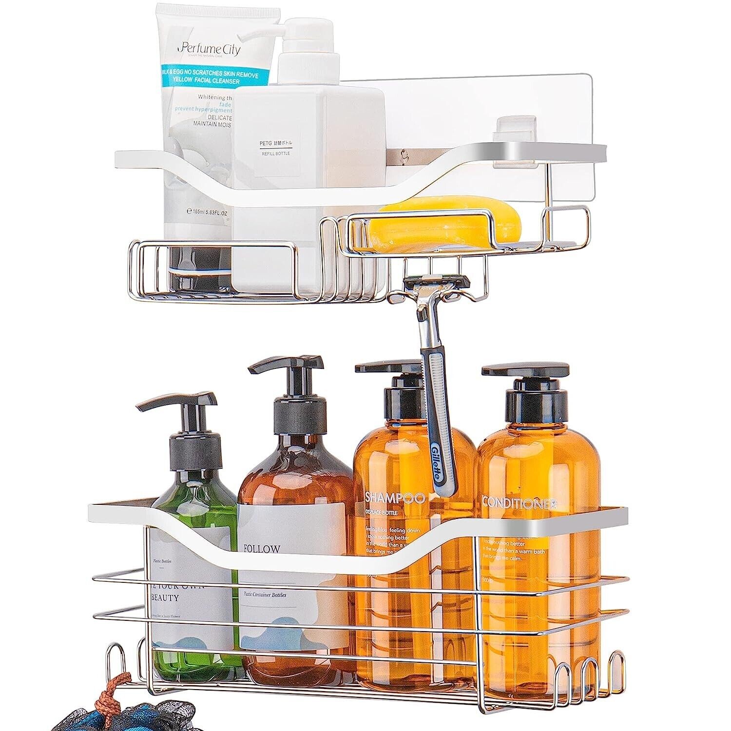 NEW Goutoports Shower Rack Organizer Bathroom Storage Shelf Wall Mounted 2 Pack